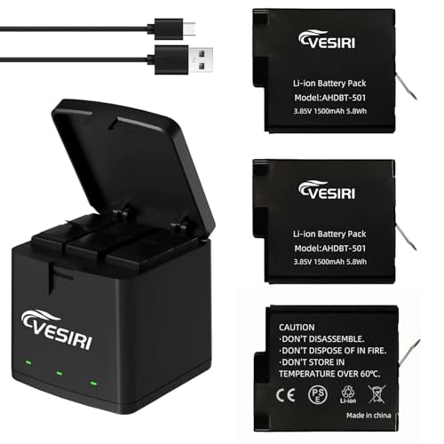 Amazon.co.jp: Vesiri Hero 7バッテリー 3*1500mAh大容量 ヒーロー5